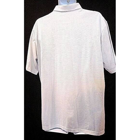 Peter Millar Polo Golf Shirt Blue Striped Embroidered Panama Jack Hat Logo L - Picture 6 of 7